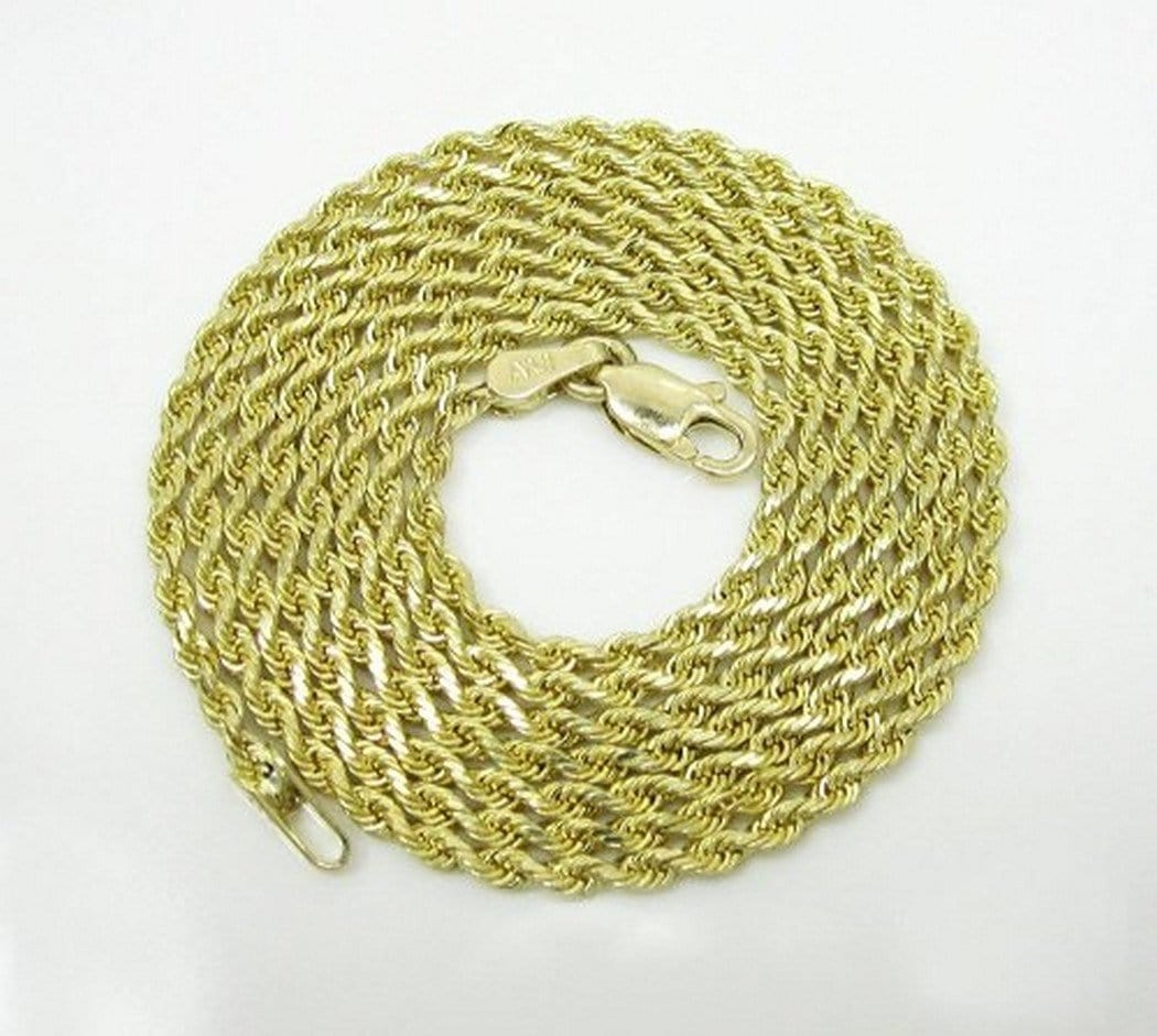 14K Yellow Gold Solid 6MM Diamond Cut Rope Chain Necklace - Jawa