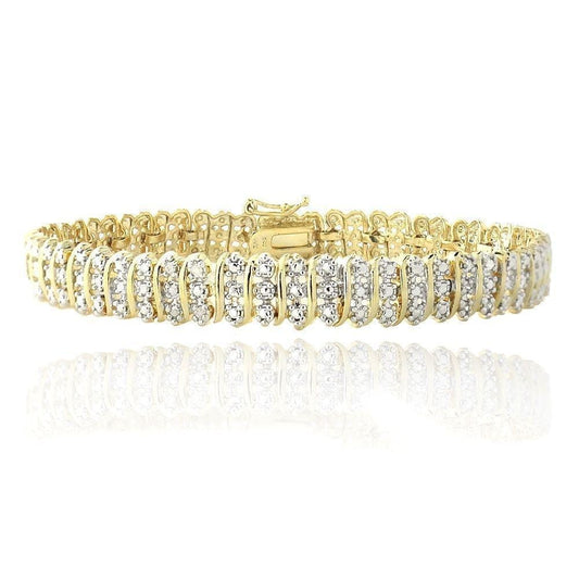 gold plated diamond tennis bracelet