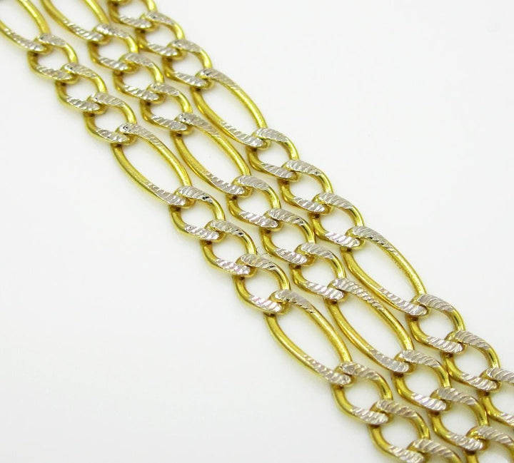 2MM 14K Yellow Gold Pave Figaro Link Chain, Chain, Jawa Jewelers, Jawa Jewelers