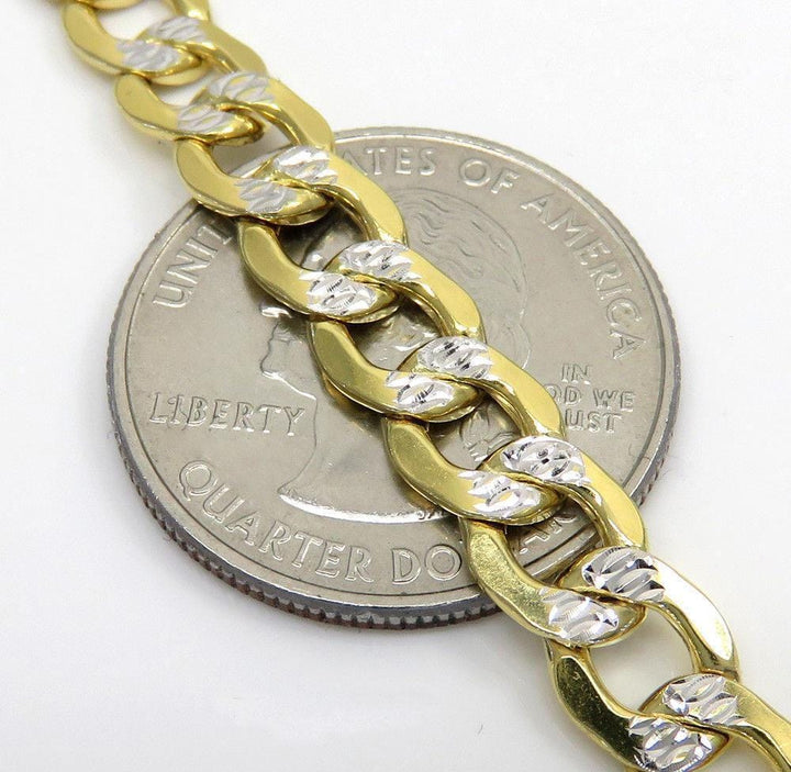 7.5MM 10K Yellow Gold Hollow Pave Cuban Chain, Chain, Jawa Jewelers, Jawa Jewelers
