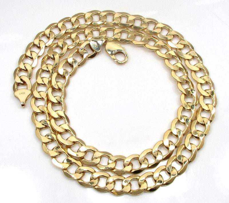 11MM 10K Yellow Gold Cuban Link Chain Necklace, Chain, Jawa Jewelers, Jawa Jewelers