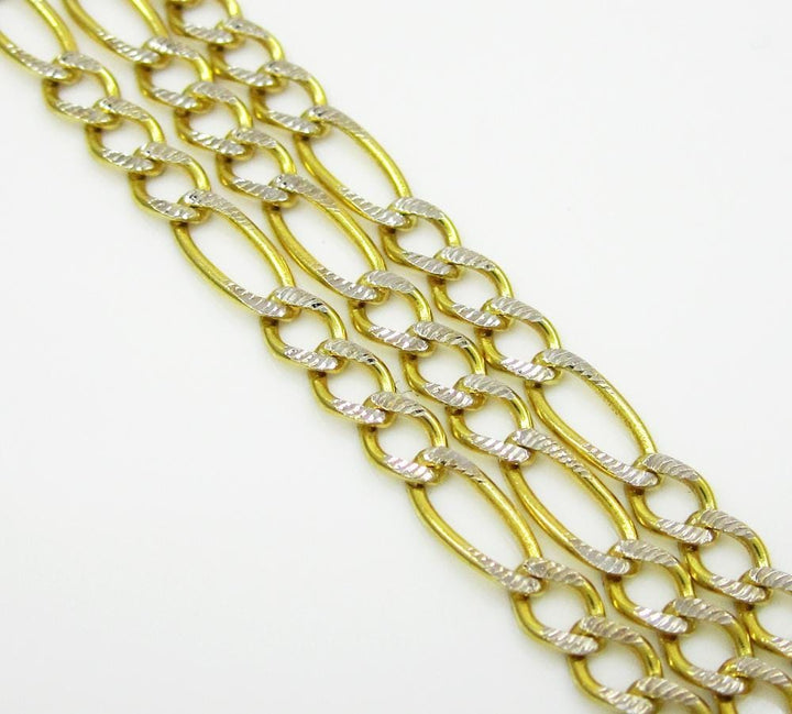 2MM 10K Yellow Gold Pave Figaro Link Chain, Chain, Jawa Jewelers, Jawa Jewelers