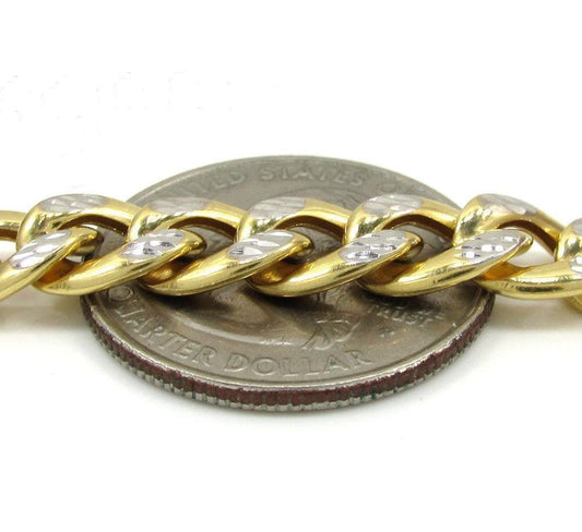 8MM 10K Yellow Gold Pave Cuban Chain Necklace, Chain, Jawa Jewelers, Jawa Jewelers