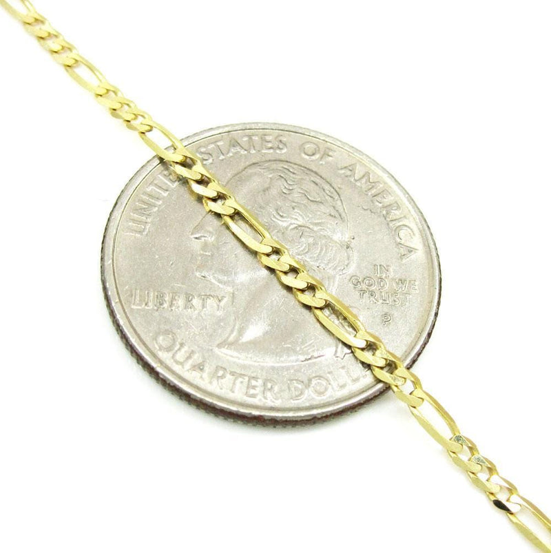 2MM 10K Yellow Gold Figaro Link Chain Necklace, Chain, Jawa Jewelers, Jawa Jewelers