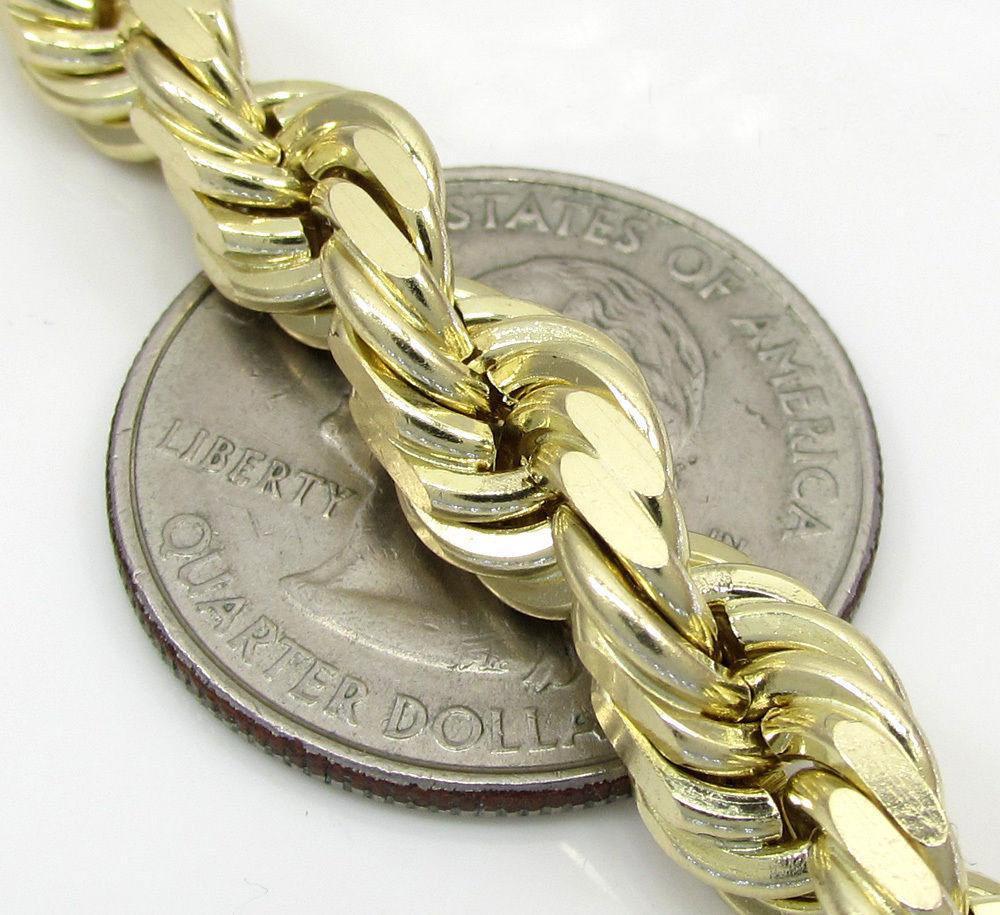 Gold Cutter Rope Mens 10K Yellow Gold 8MM Rope Chain Diamond Cut Necklace - Jawa Jewelers