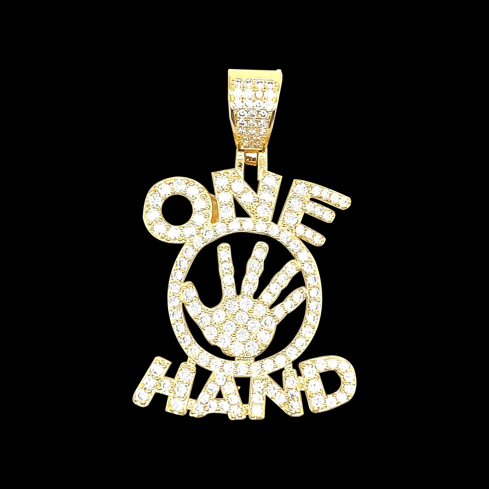 18K Gold Plated Hip Hop One Hand Brass Pendant