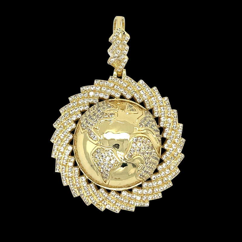 Earth 18K Gold Plated Brass Cz Pendant