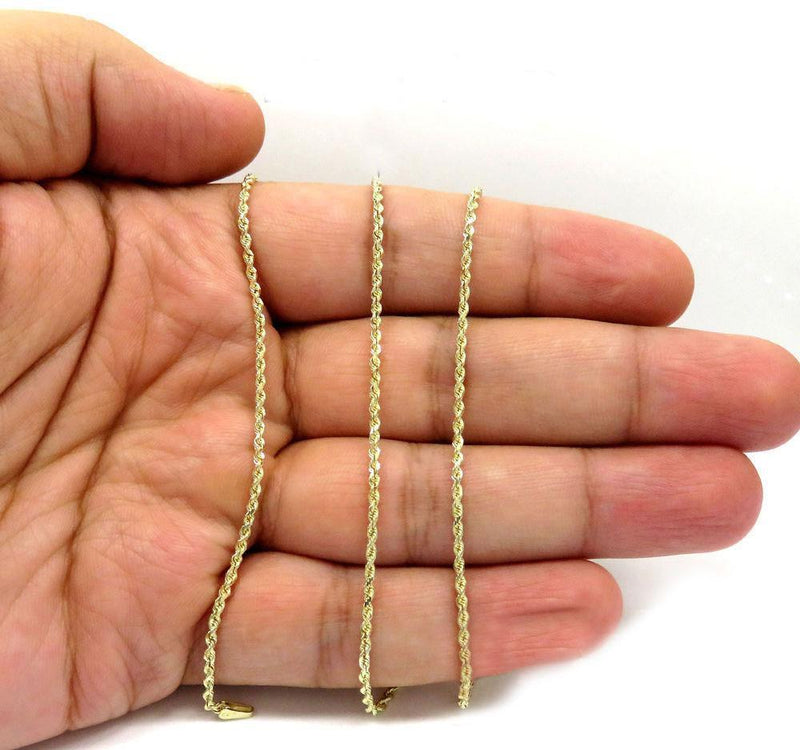 Gold Diamond Cut Rope Chain on hand