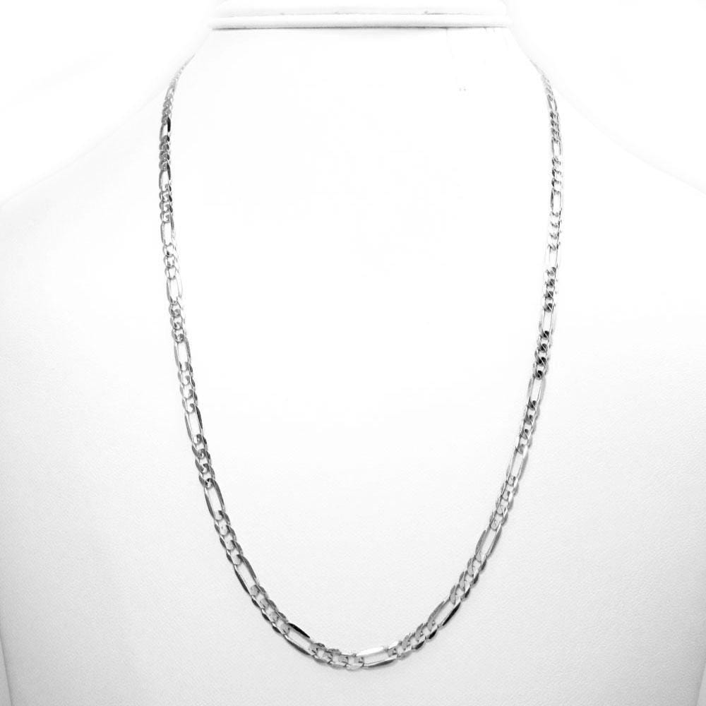 3MM 10K White Gold Figaro Link Chain, Chain, Jawa Jewelers, Jawa Jewelers