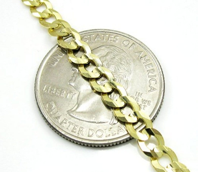 14K Yellow Gold 4.3MM Cuban Curb Chain Necklace