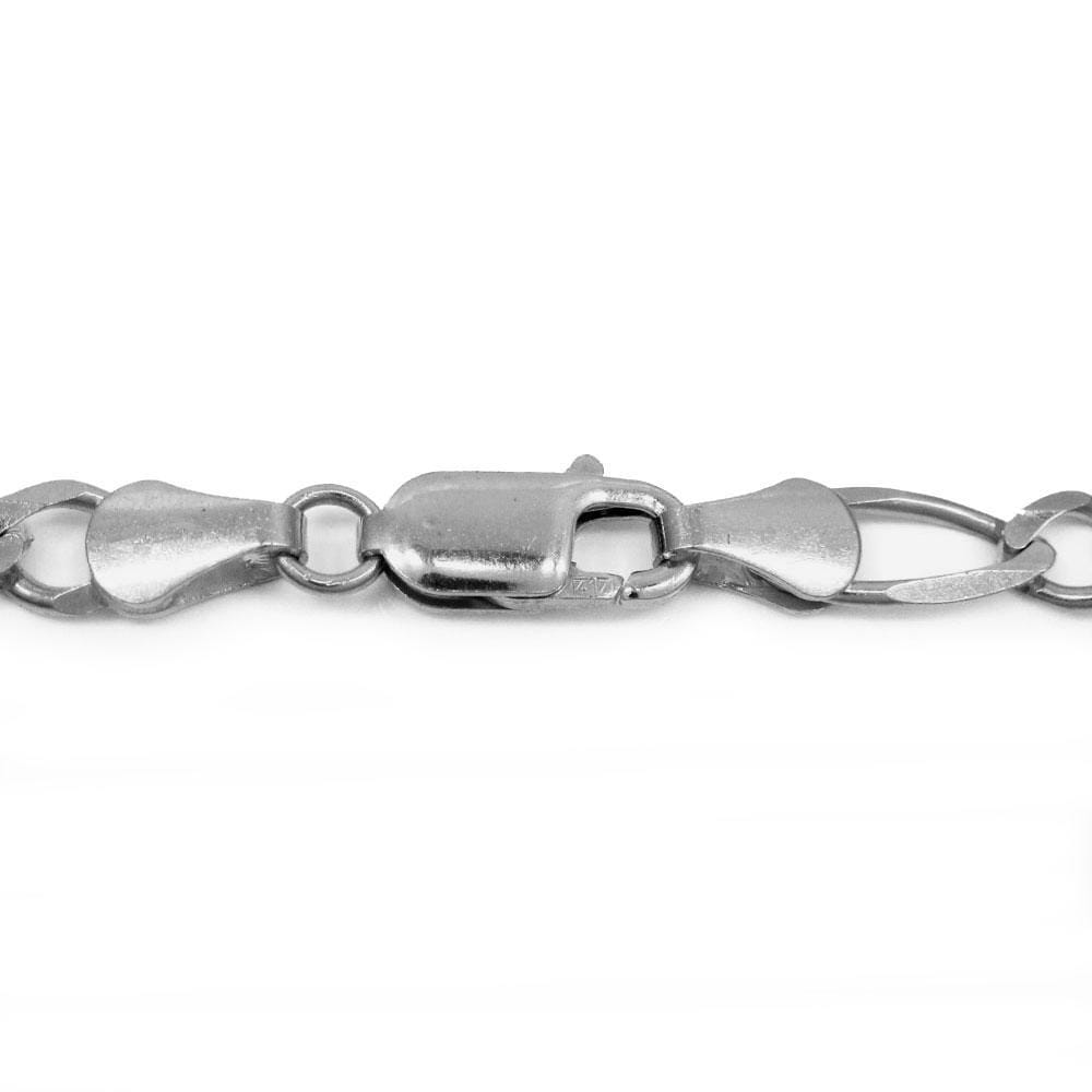 5MM 10K White Gold Figaro Link Chain, Chain, Jawa Jewelers, Jawa Jewelers