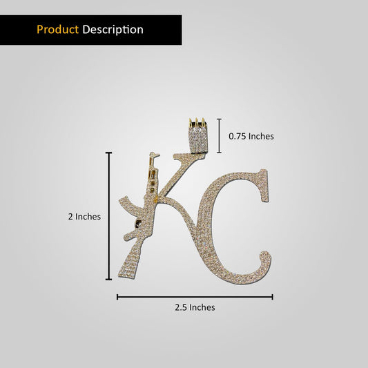 10K Yellow Gold KC AK47 Diamond Gun Pendant