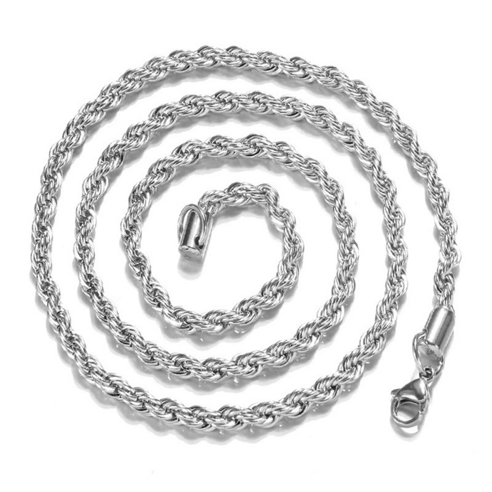 925 Sterling Silver 4mm Rope Chain Necklace 18 Inches