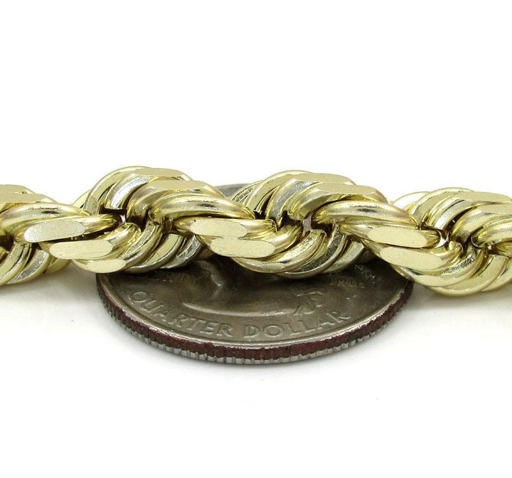 Yellow Gold Diamond Cut Rope Chain Bracelet
