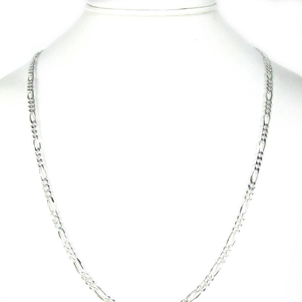 4MM 10K White Gold Figaro Link Chain, Chain, Jawa Jewelers, Jawa Jewelers