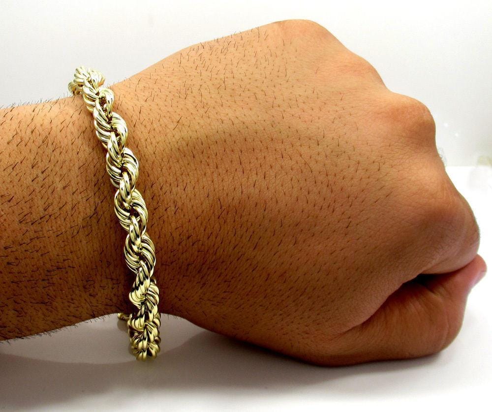 10K Yellow Gold Rope Chain 5MM Bracelet 9 Inches