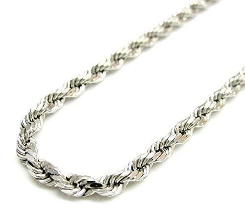 10K White Gold Rope Chain Diamond Cut Chain Pendent Necklace 4MM, 18" to 24", Chain, Jawa Jewelers, Jawa Jewelers