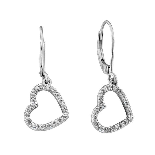 Diamond Heart Dangle Earrings
