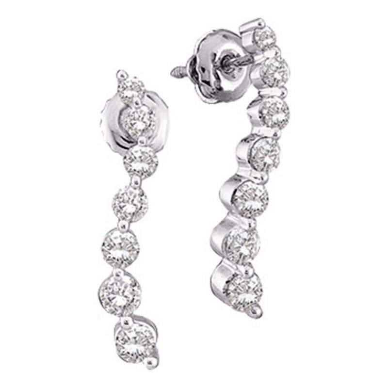 14k White Gold Round Diamond Womens Journey Love Anniversary Screwback Stud Earrings 1/4 Cttw