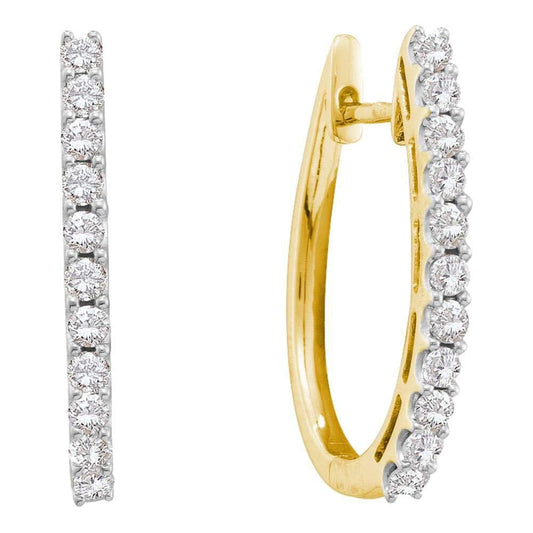 yellow gold hoop diamond earrings