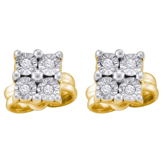 Sterling Silver Diamond Cluster Earrings