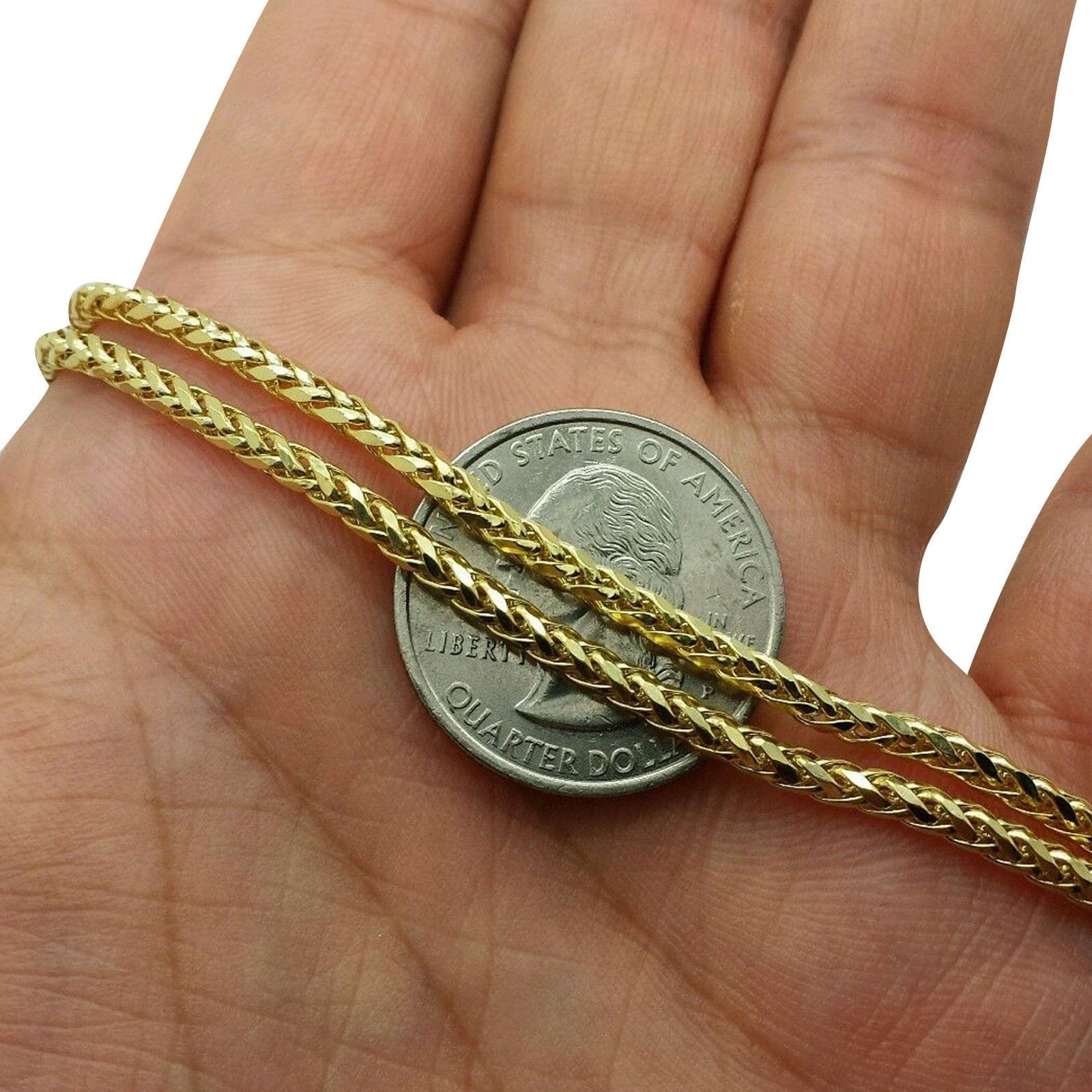 3mm gold franco chain on hand
