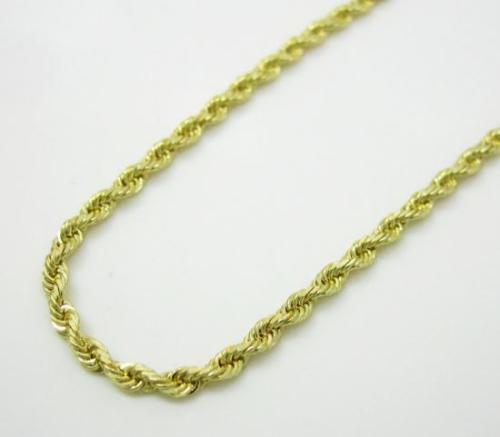 14K Yellow Gold 2mm Solid Rope Chain Diamond Cut Necklace 2mm / 18 Inches