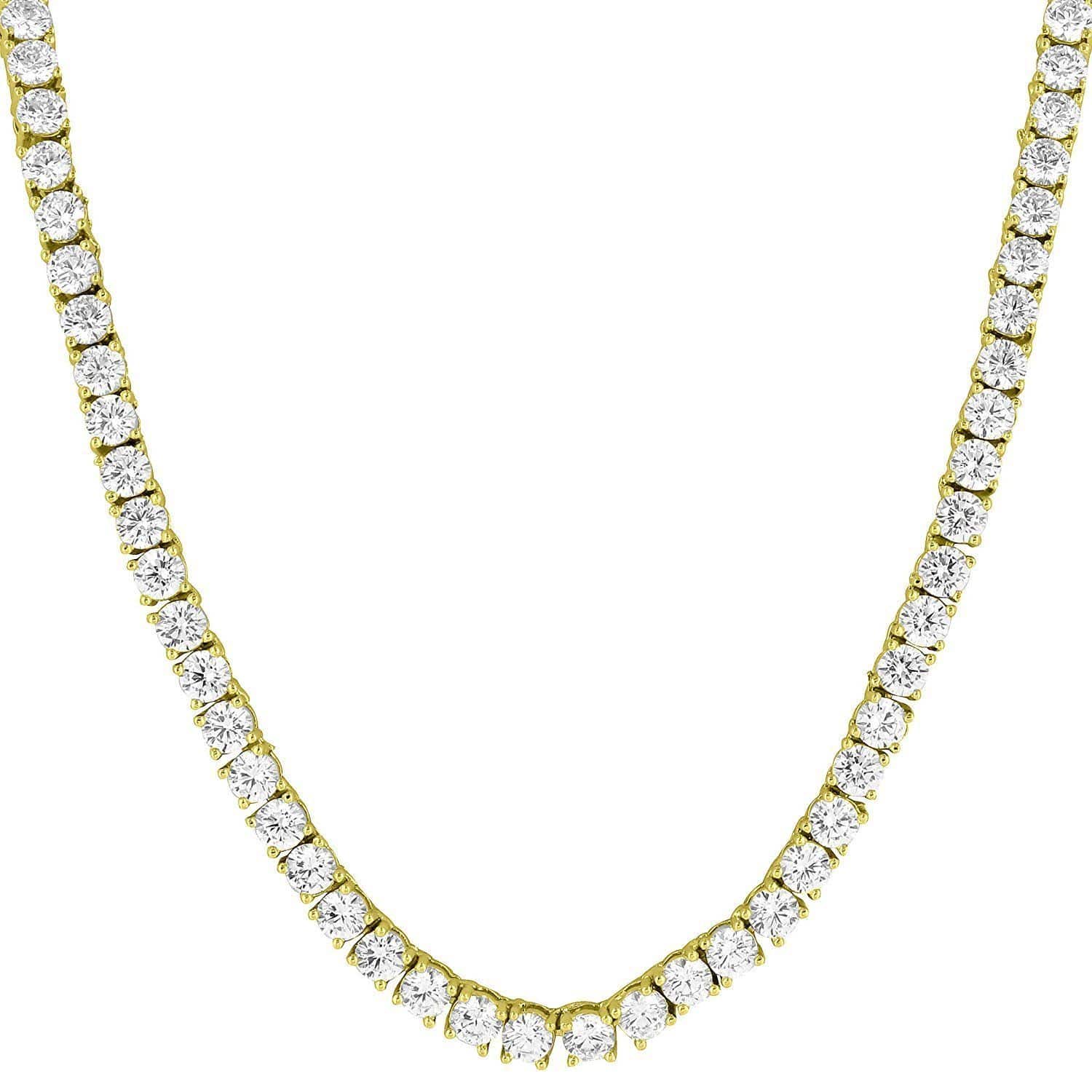 14K Gold Finish CZ Diamonds Choker Tennis Chain Necklace