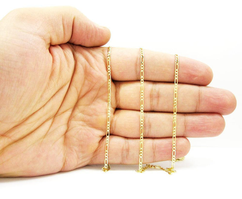 2.5MM 10K Gold Hollow Figaro Link Chain, Chain, Jawa Jewelers, Jawa Jewelers