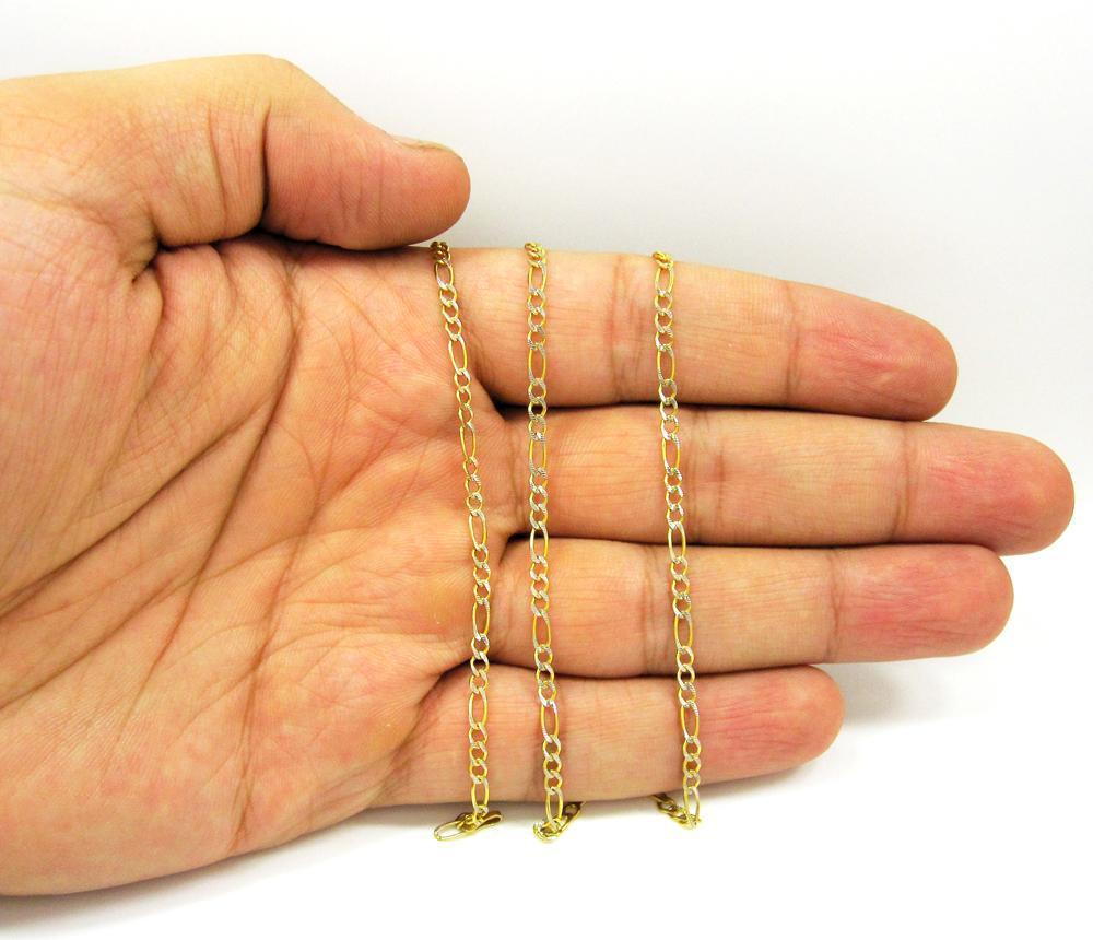 2.5MM 14K Yellow Gold Pave Figaro Link Chain, Chain, Jawa Jewelers, Jawa Jewelers