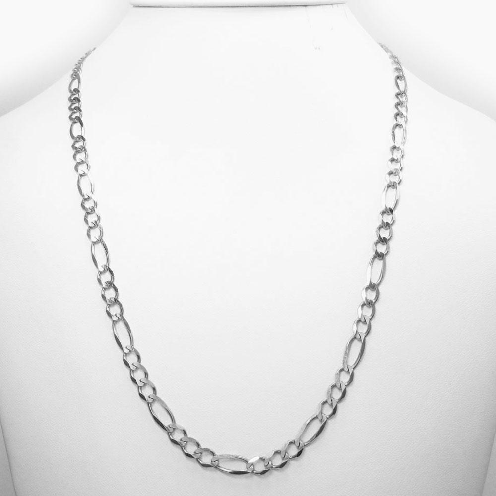 5MM 10K White Gold Figaro Link Chain, Chain, Jawa Jewelers, Jawa Jewelers