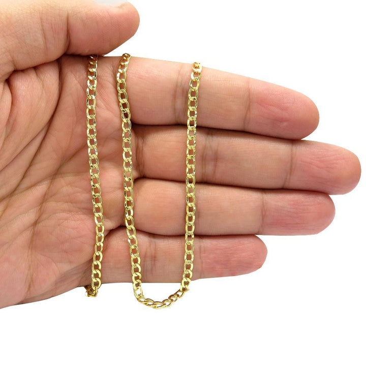 3.5MM 10K Yellow Gold Hollow Cuban Chain, Chain, Jawa Jewelers, Jawa Jewelers