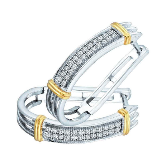 Two-tone Gold Diamond Hoop Earrings
