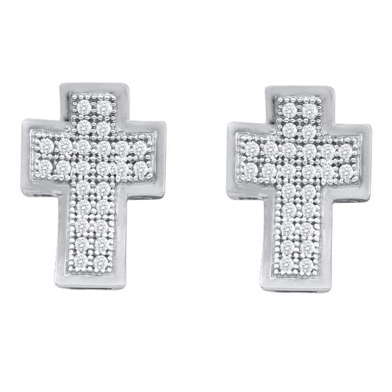 Diamond cross stud earrings