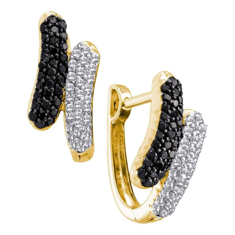 yellow gold black diamond earrings