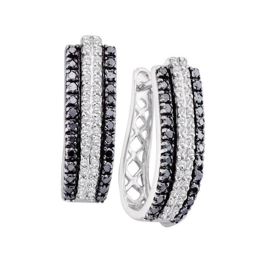 Black Diamond Bypass Hoop Earrings