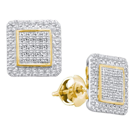 yellow cluster square stud earrings