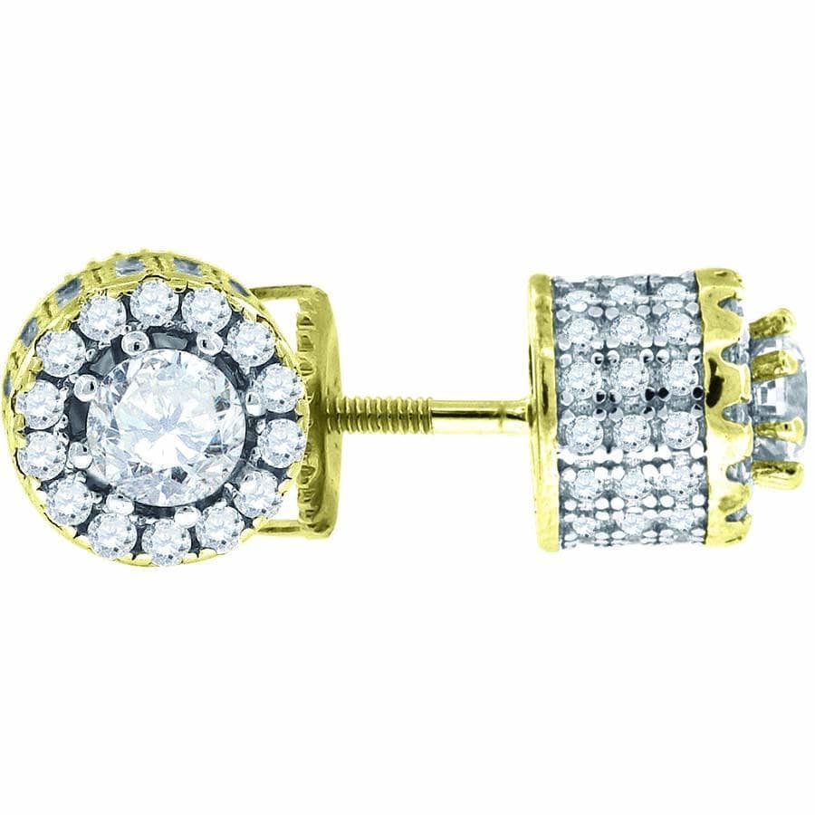 925 Sterling Silver Yellow-tone Cubic Zirconia CZ Stud Unisex Earrings, Earrings, JJ-SLV, Jawa Jewelers