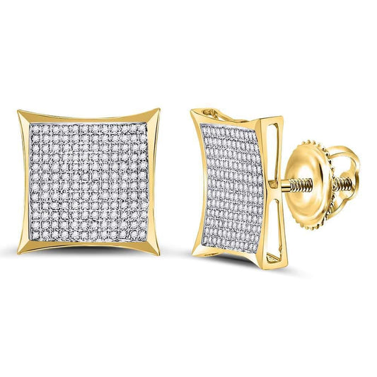 10kt Yellow Gold Womens Round Diamond Kite Cluster Earrings 7/8 Cttw