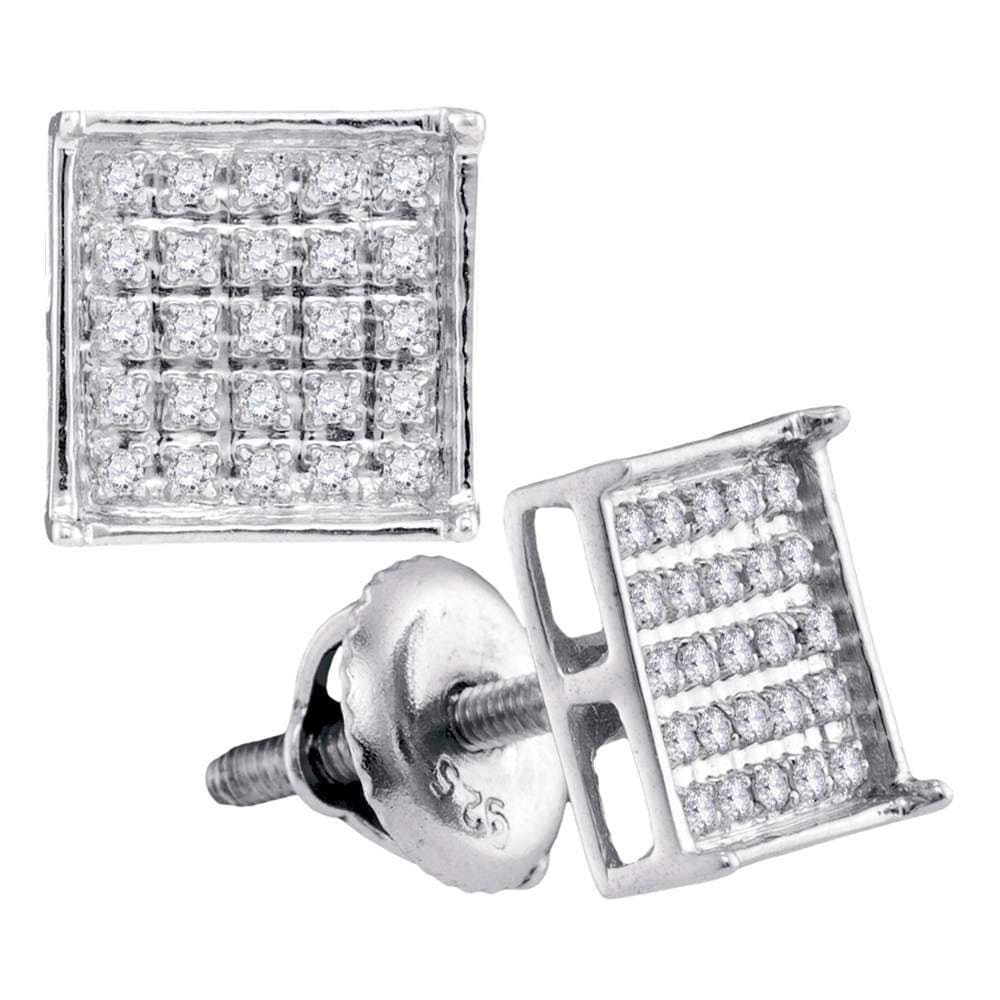 diamond square cluster stud earrings