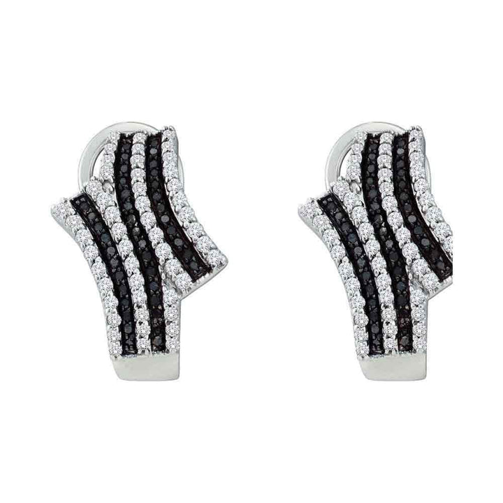 Black Diamond stripe hoop Earrings