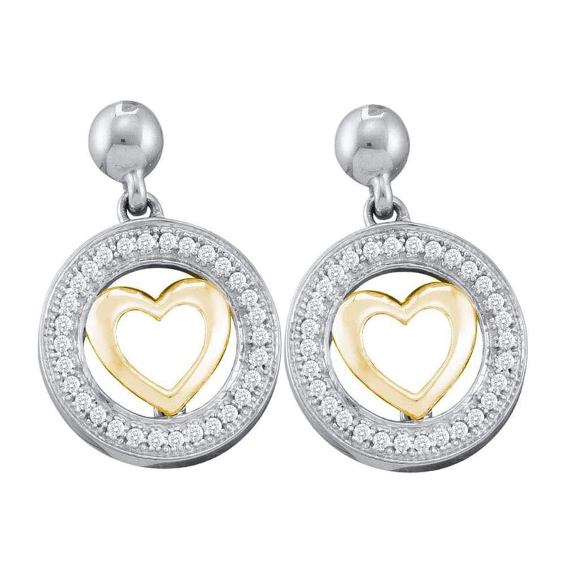 circle heart dangle diamonds earrings