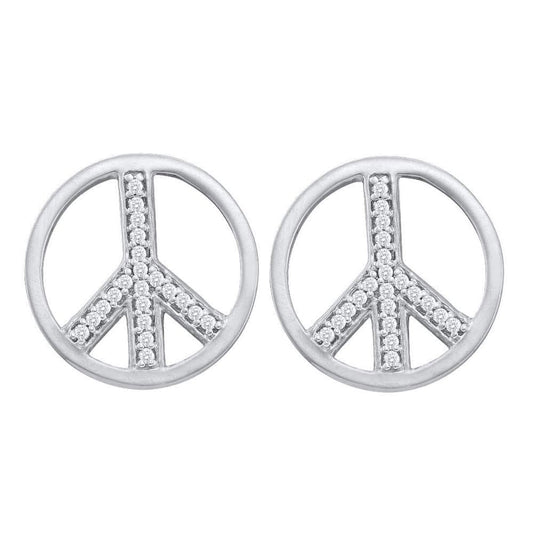 Diamond Peace Sign Stud Earrings