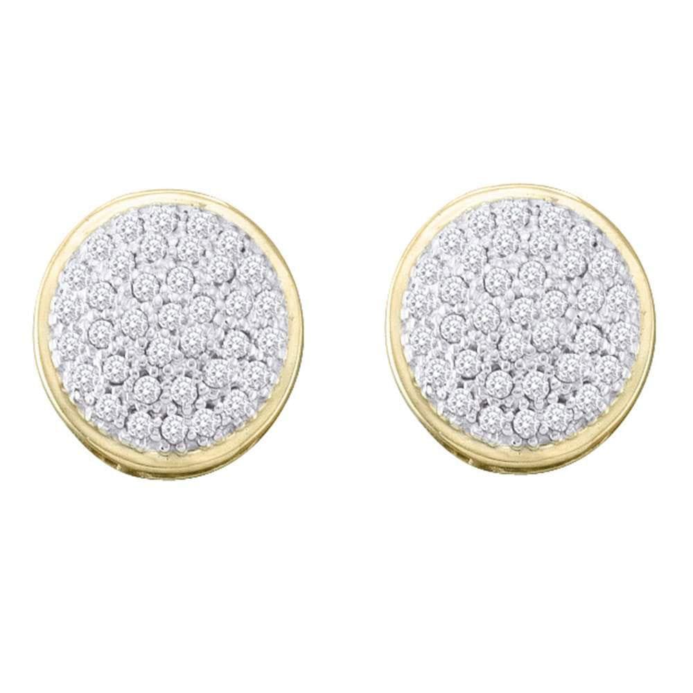10kt Yellow Gold Womens Round Diamond Circle Cluster Stud Earrings 1/5 Cttw