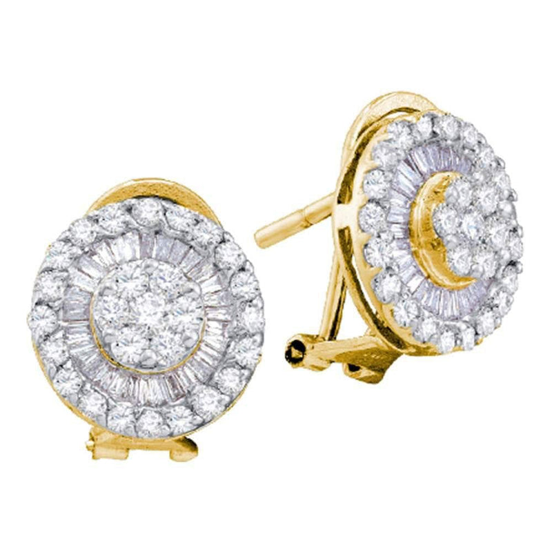 14kt Yellow Gold Womens Round Diamond Cluster French-clip Earrings 1.00 Cttw