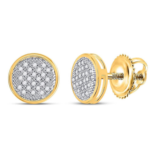 Yellow-tone Sterling Silver Womens Round Diamond Cluster Screwback Earrings 1/6 Cttw