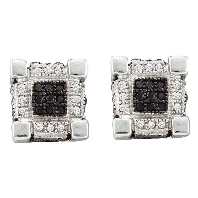 white gold square diamond earrings