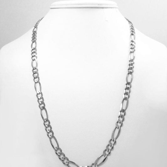6MM 10K White Gold Figaro Link Chain, Chain, Jawa Jewelers, Jawa Jewelers