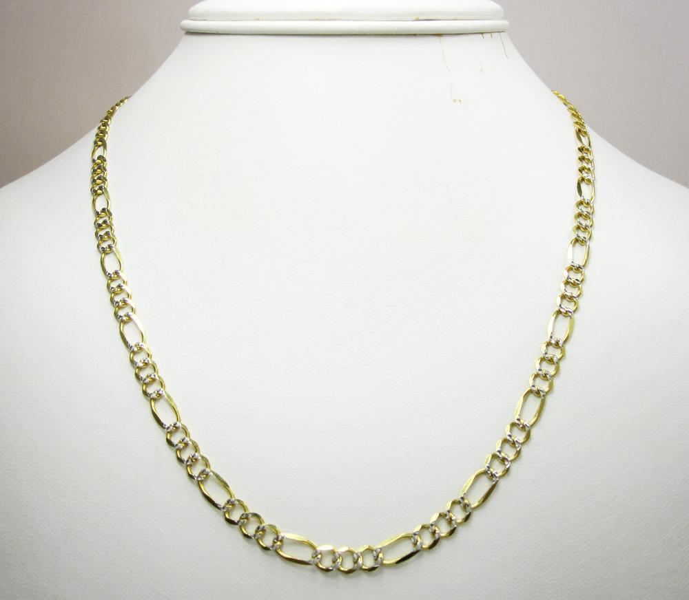 4.5MM 14K Yellow Gold Pave Figaro Link Chain, Chain, Jawa Jewelers, Jawa Jewelers