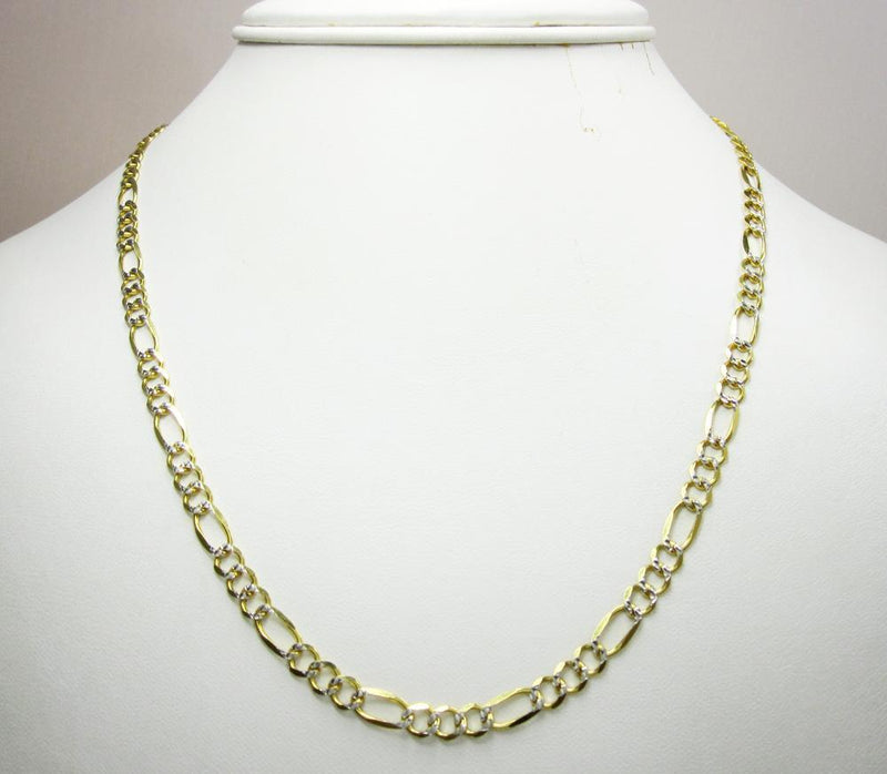 4MM 10K  Gold Hollow Pave Figaro Link Chain, Chain, Jawa Jewelers, Jawa Jewelers